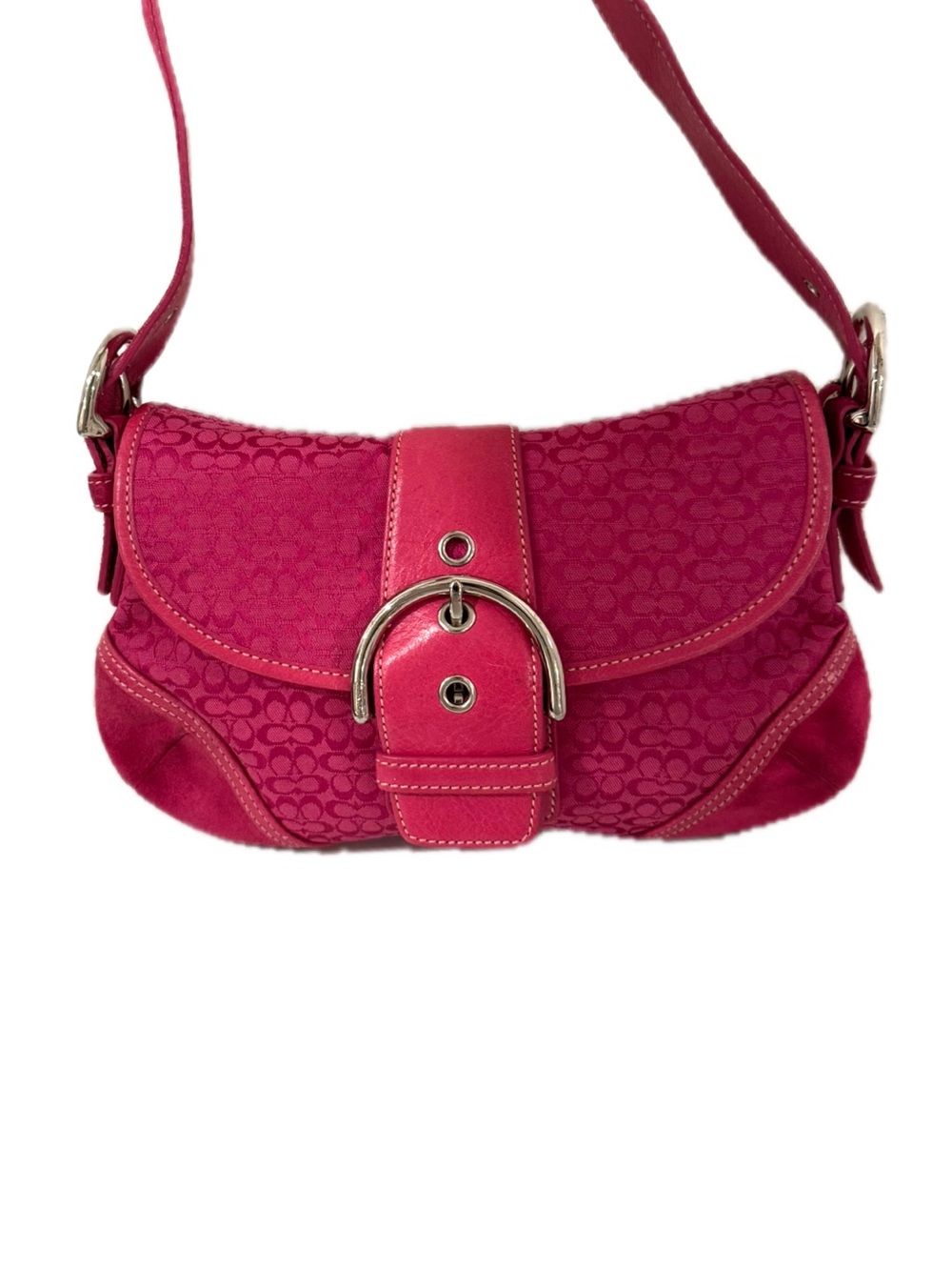 Vintage Coach Soho Pink Signature Canvas Shoulder Bag